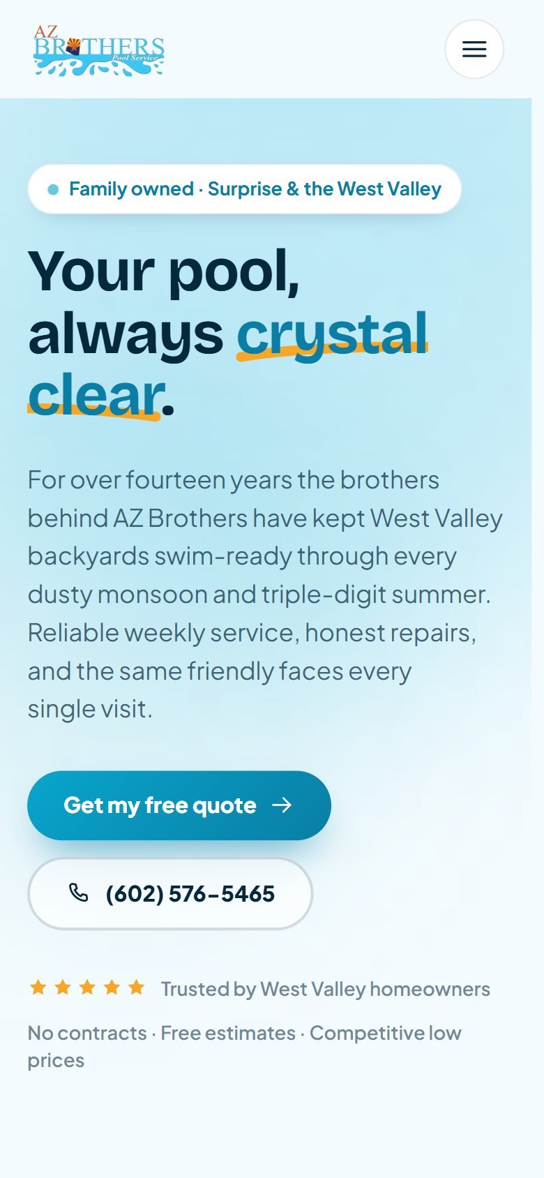 AZ Brothers Pool Service on a phone
