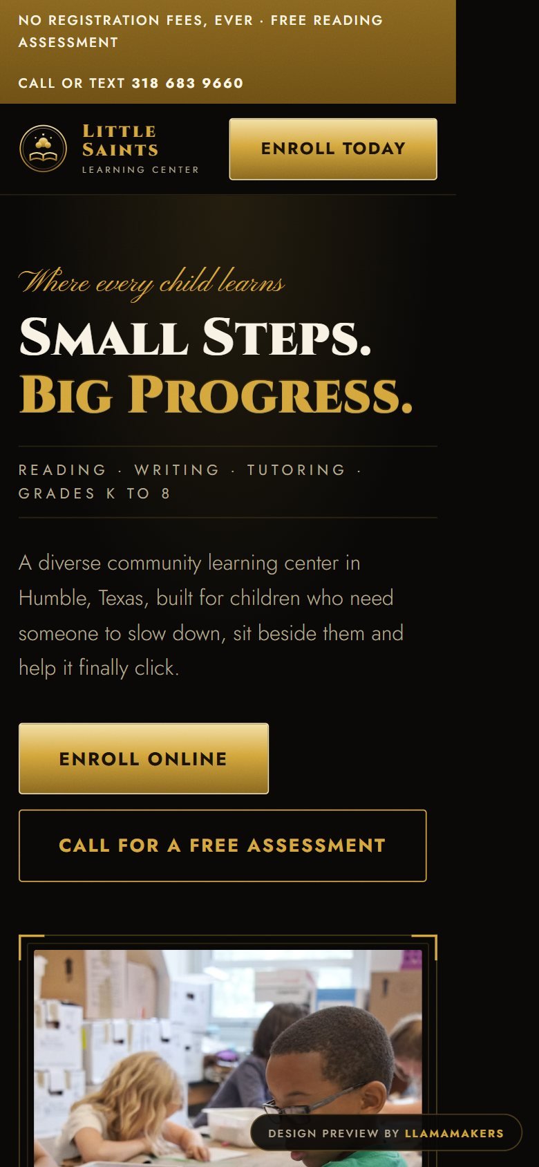 Little Saints Learning Center on a phone