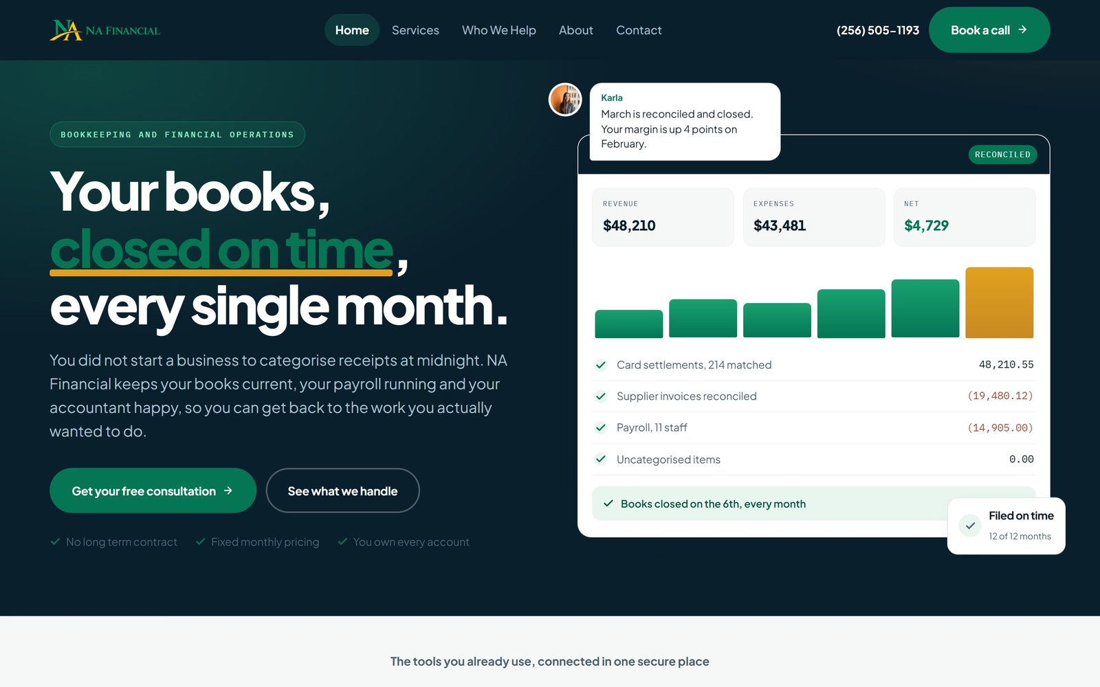 NA Financial homepage