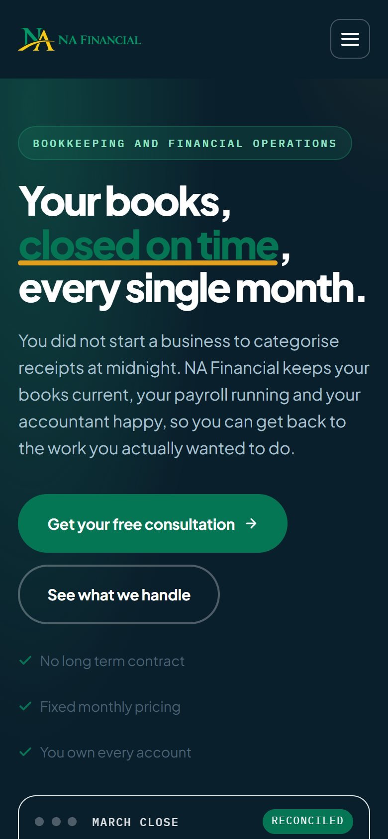 NA Financial on a phone