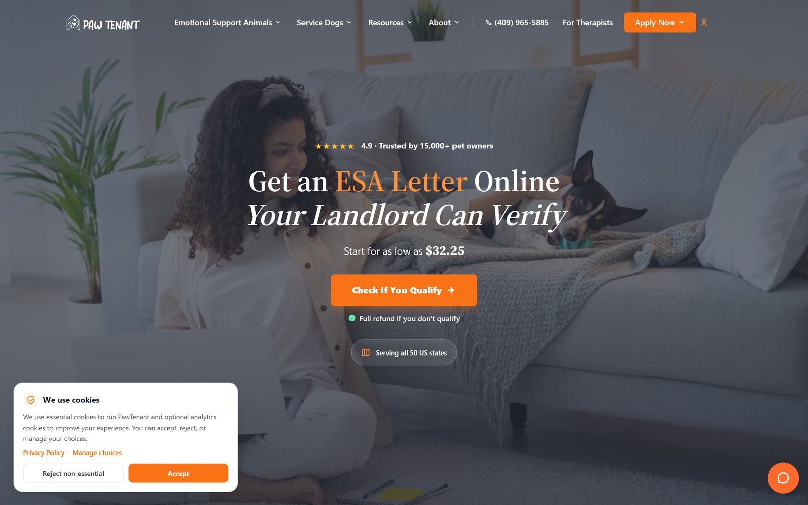 PawTenant homepage as built by LlamaMakers