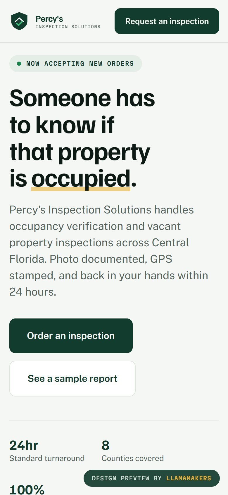 Percy's Inspection Solutions on a phone