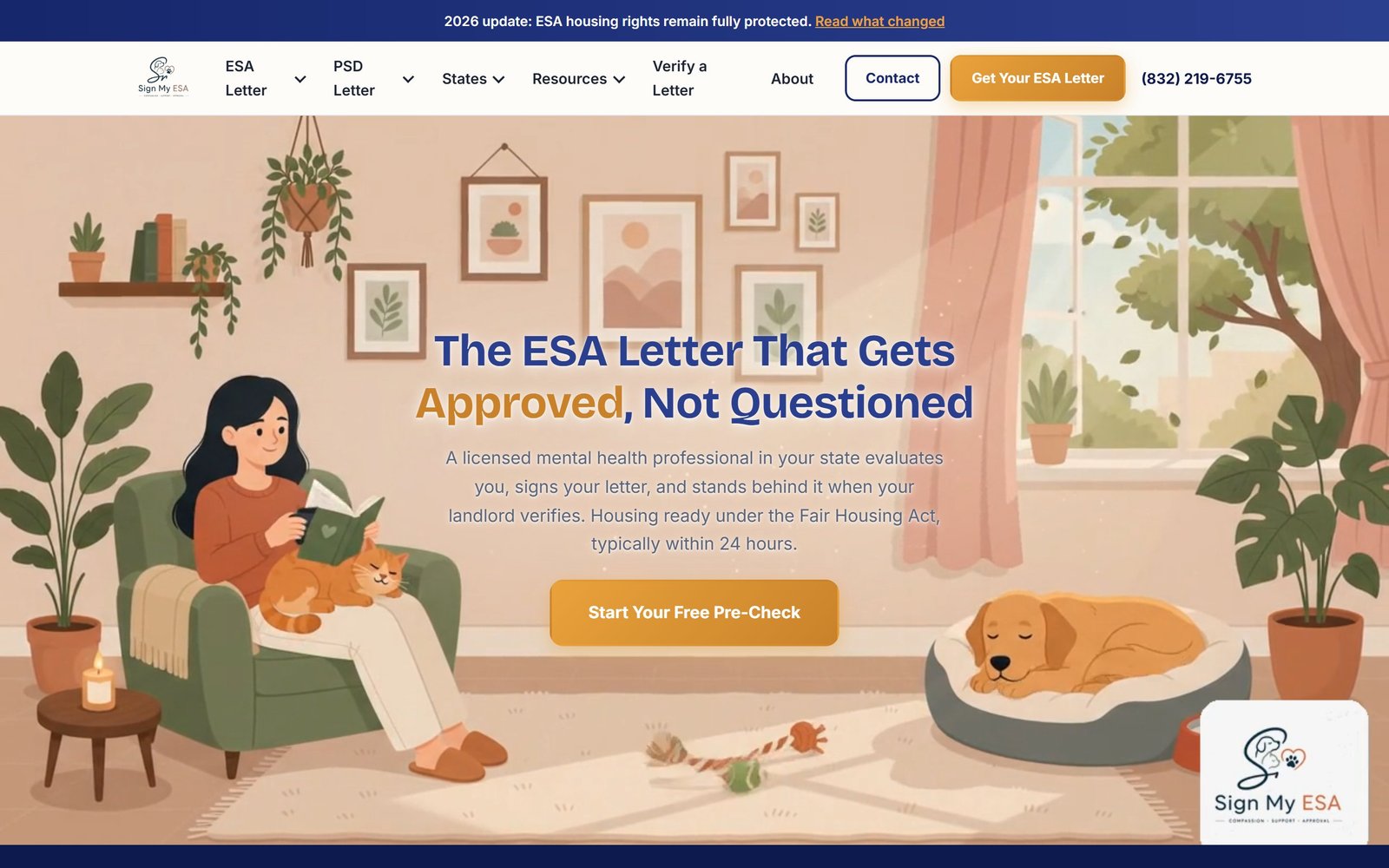 SignMyESA homepage as built by LlamaMakers