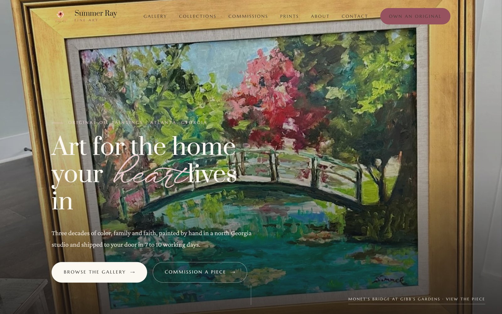 Summer Ray Fine Art homepage as built by LlamaMakers