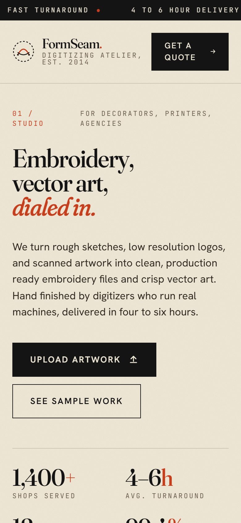 Stitchform Co. on a phone