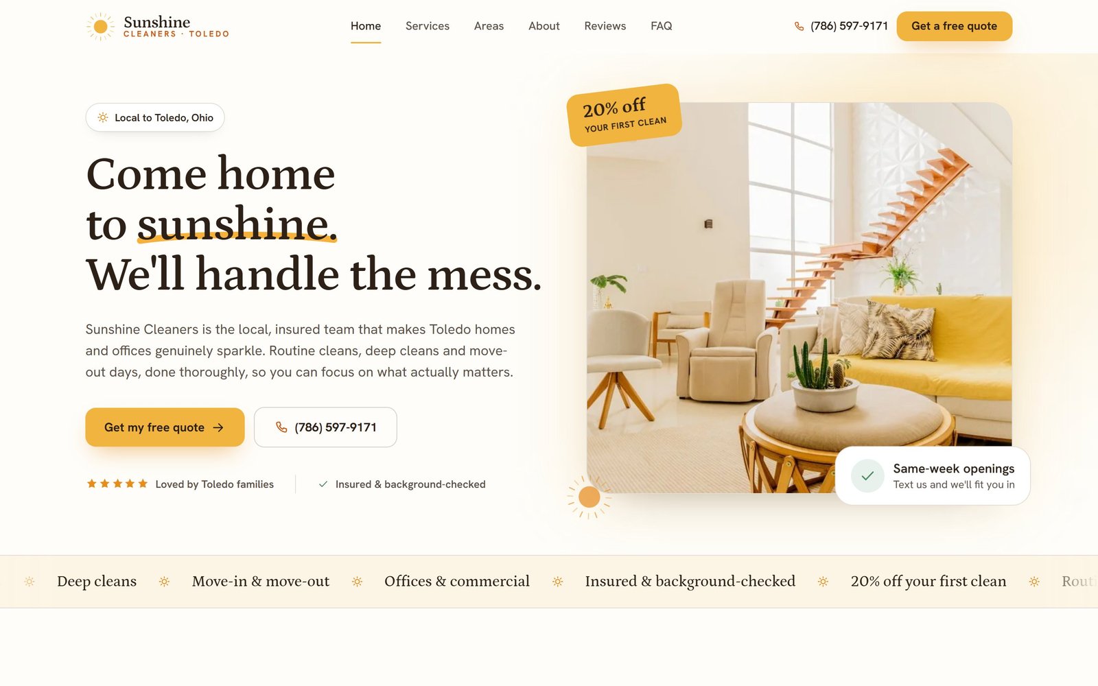 Sunshine Cleaners homepage