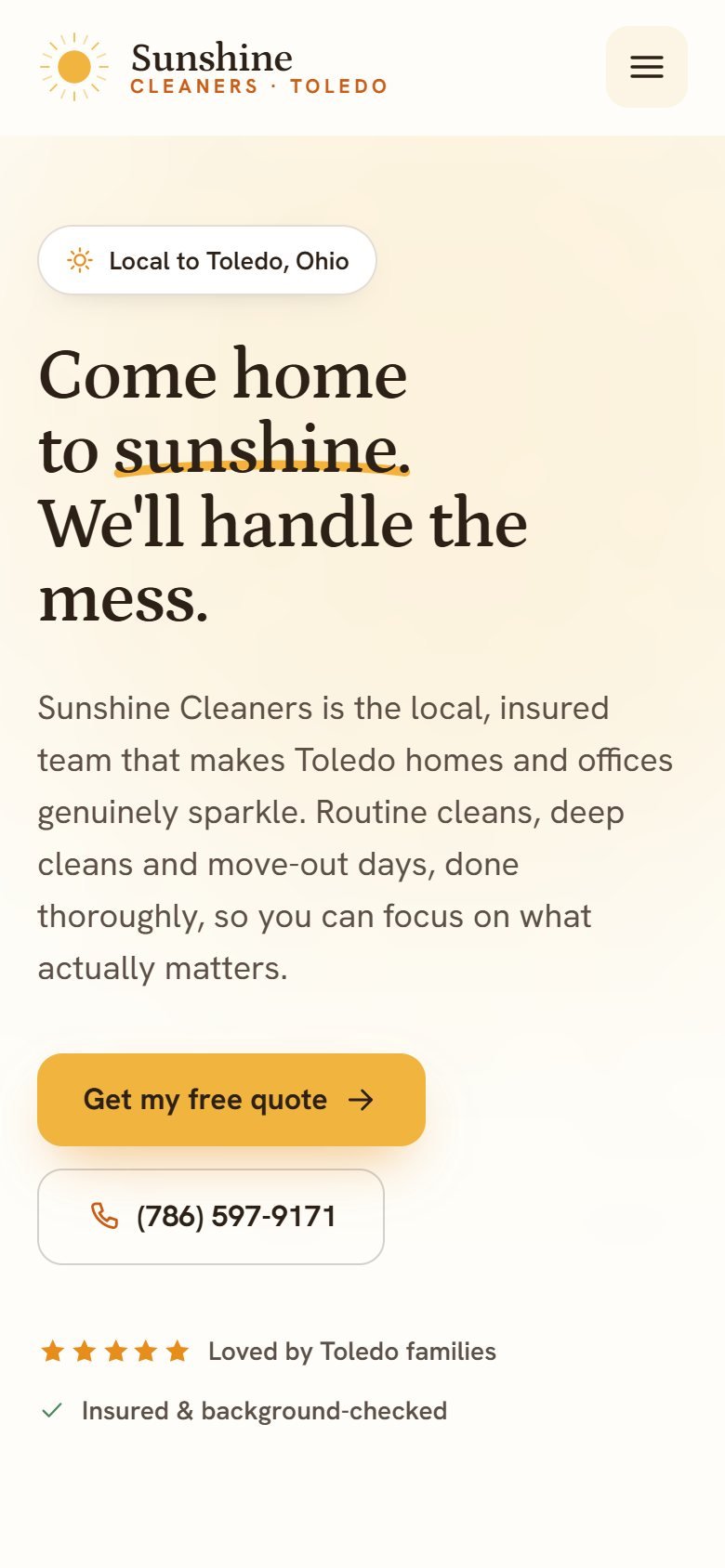 Sunshine Cleaners on a phone