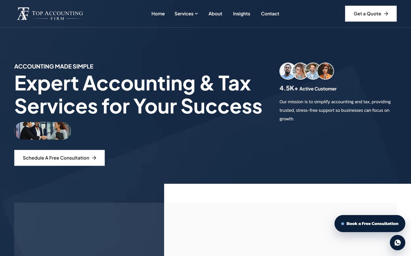 Top Accounting Firm homepage as built by LlamaMakers
