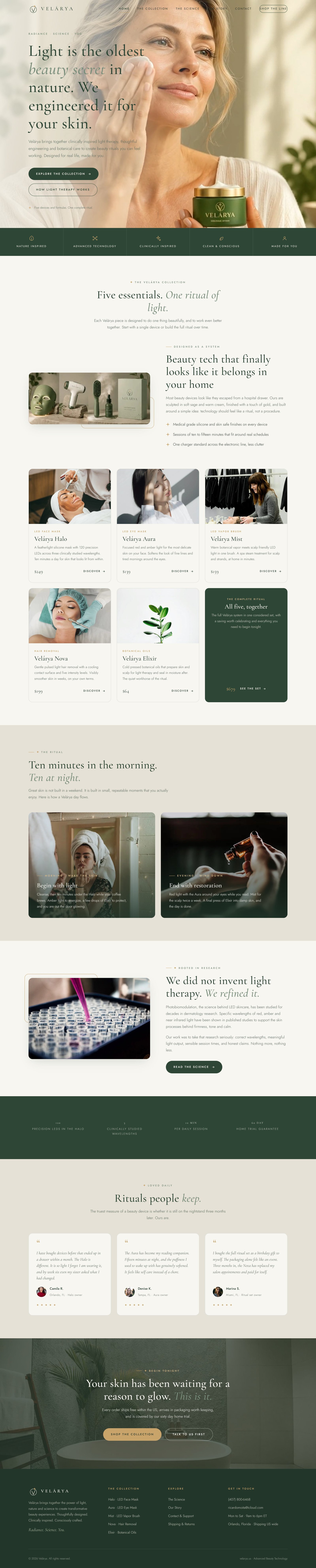Full Velárya homepage, top to bottom